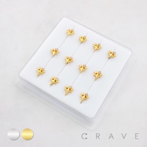 TRIPLE STAR CZ SPARKLING SKY 316L SURGICAL STEEL L-SHAPE NOSE BOX